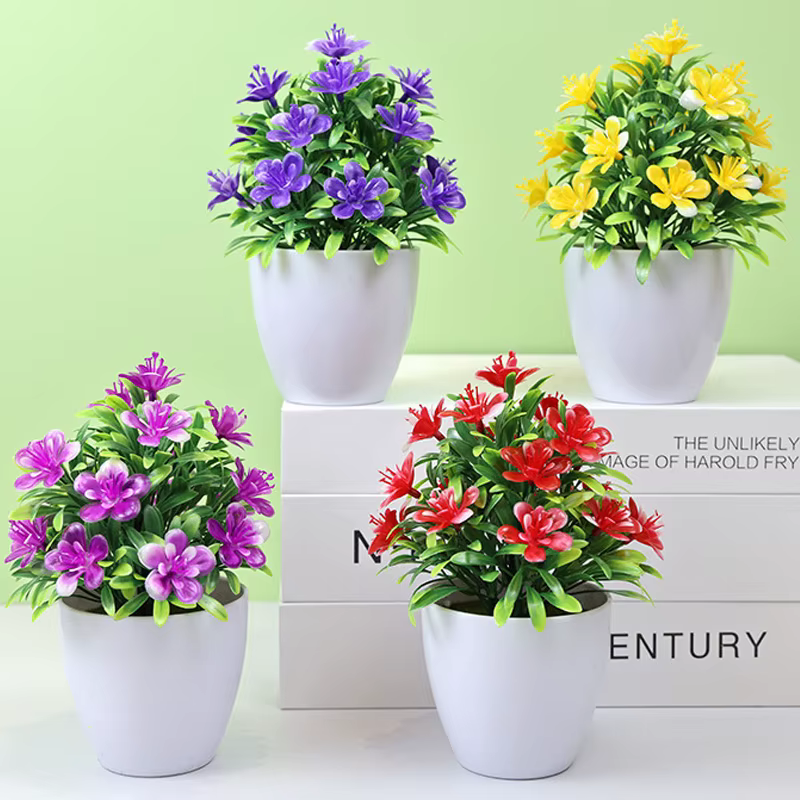 Fleurs artificielles cinq cuir chevelu prune