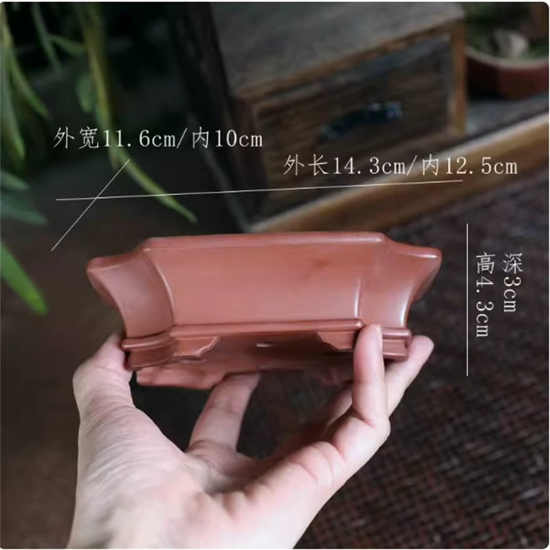 Pot de bonsaï en poterie fait à la main en argile violette