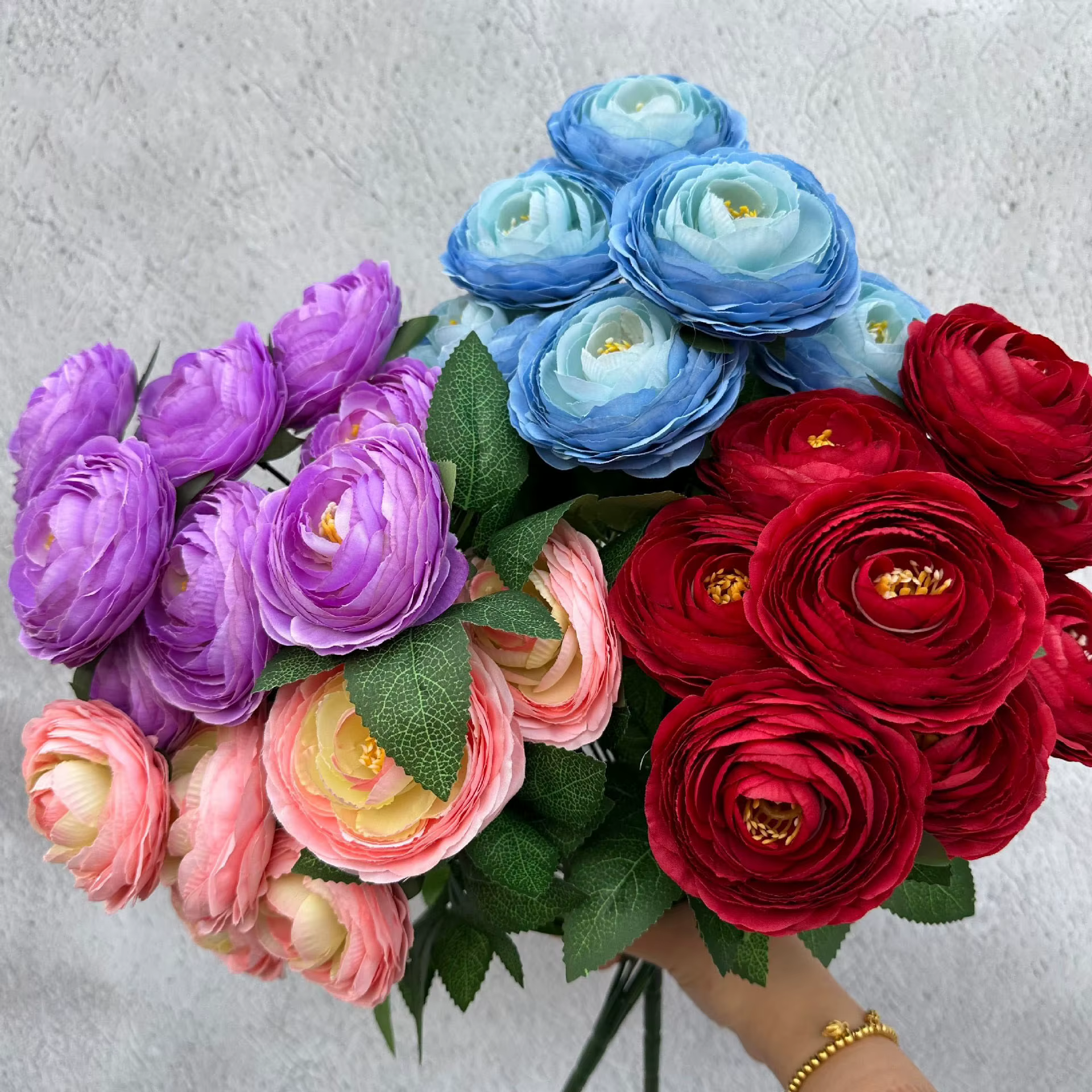 Bouquet de 9 têtes de fleurs artificielles Eustoma