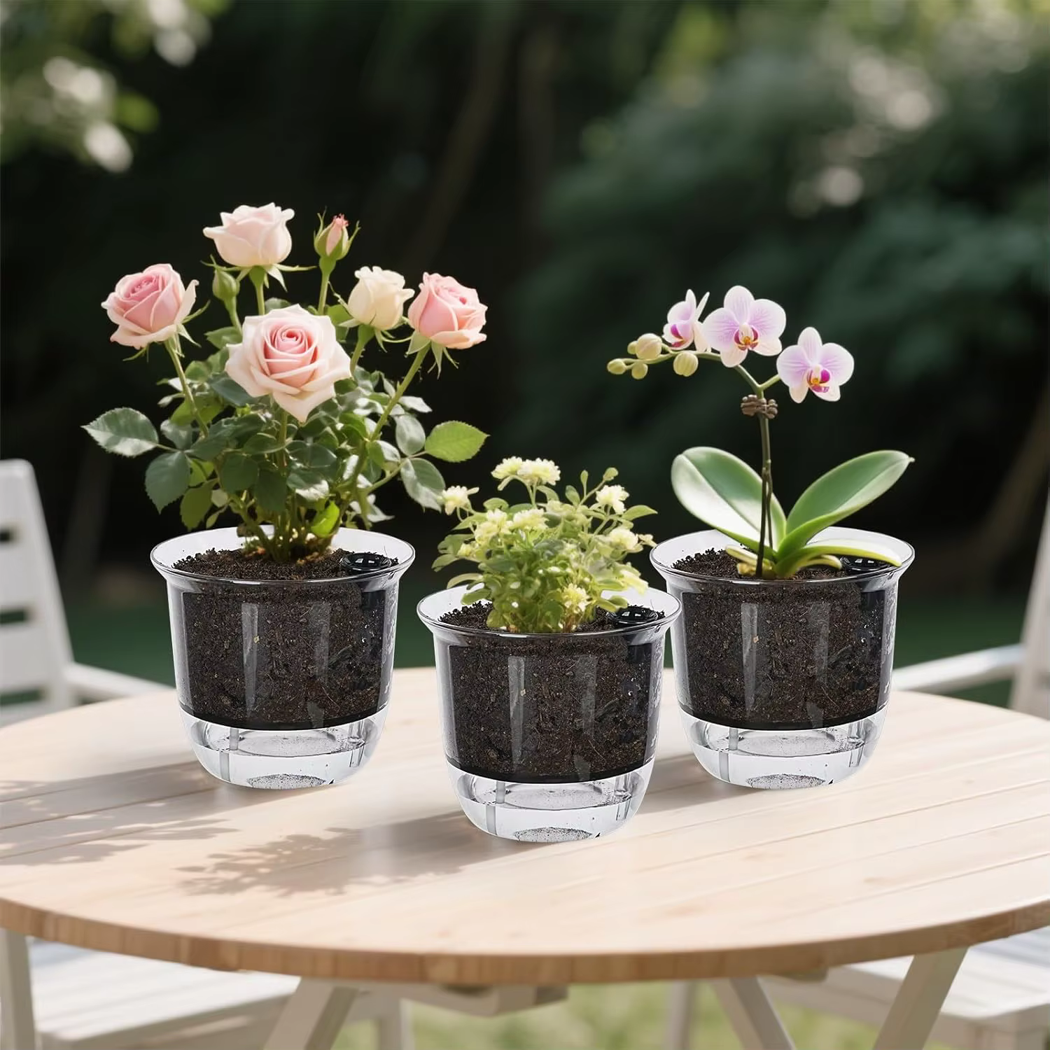 Pots de plantes en plastique