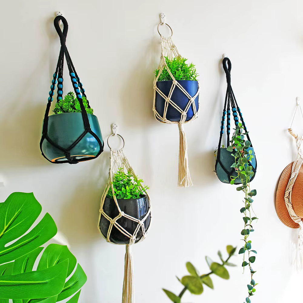 Porte-plante en macramé bohème