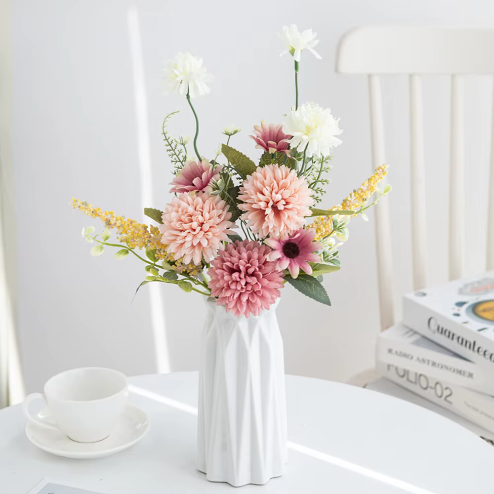 Fleurs artificielles en soie bulbeuse chrysanthème bulle festival couronnes mariage nuptiale Bouque maison chambre jardin décoration bricolage cadeau