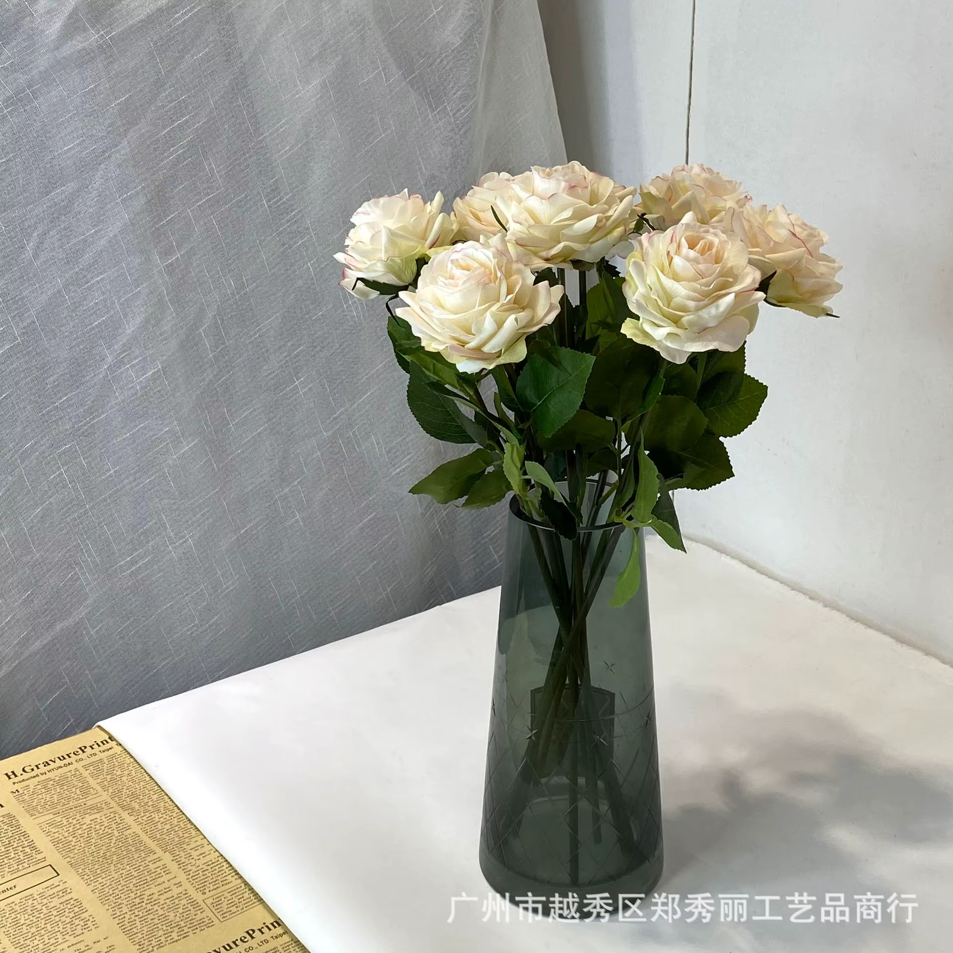 Lot de 5 roses artificielles Alice à tête unique