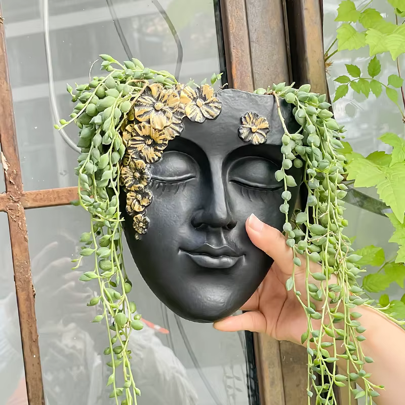 Pot de fleurs mural créatif en forme de visage