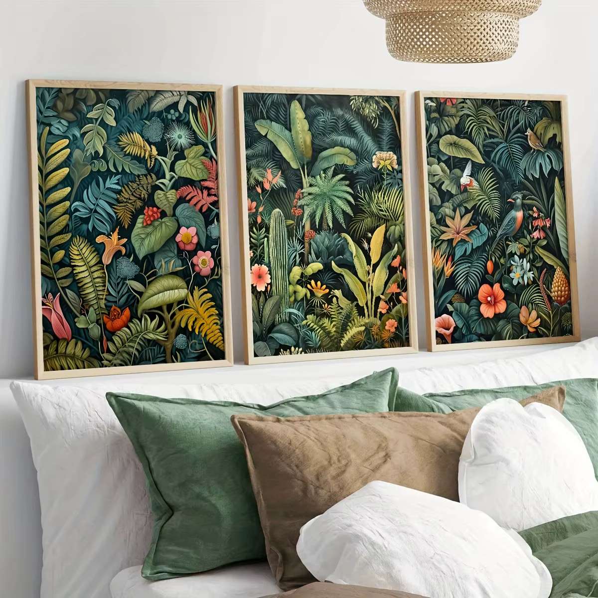 Lot de 3 tableaux muraux vintage à motifs floraux