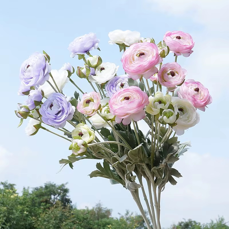Fausses fleurs de Lotus camélia Ranunculus artificielles de 26.77 pouces