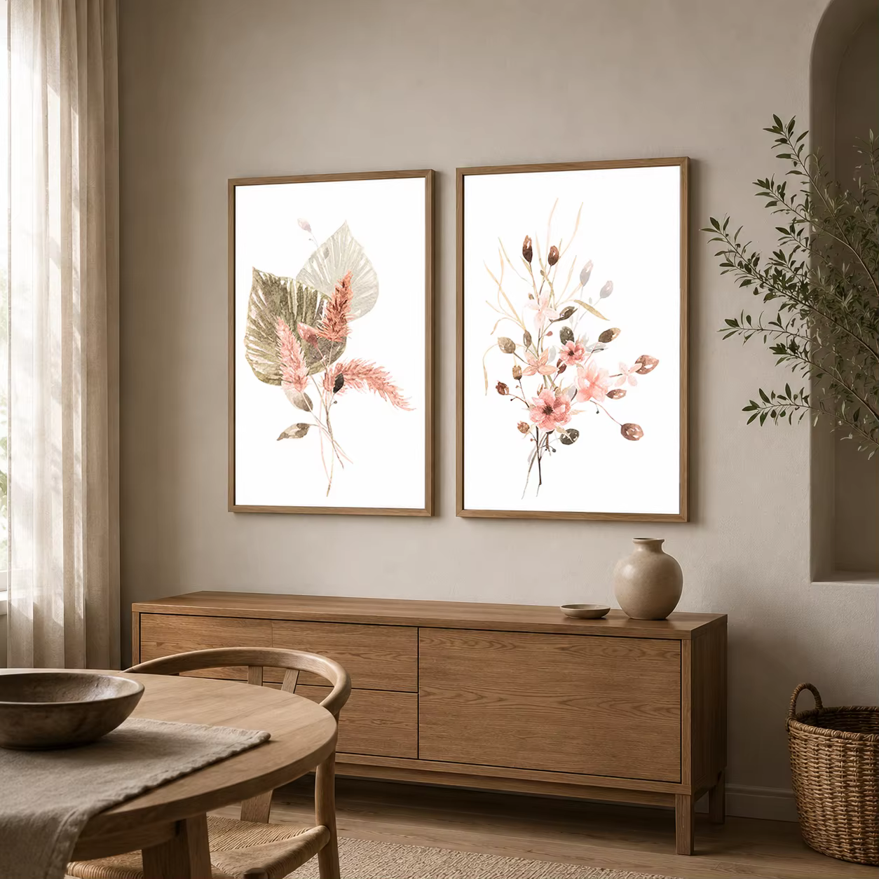 Art mural aux motifs de plantes et de fleurs