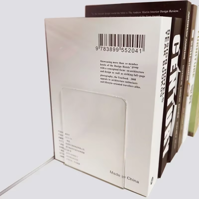Serre-livres en acrylique Transparent, 1 pièce, étagère de bureau, support de rangement décoratif, support de livre, organisateur de papeterie scolaire