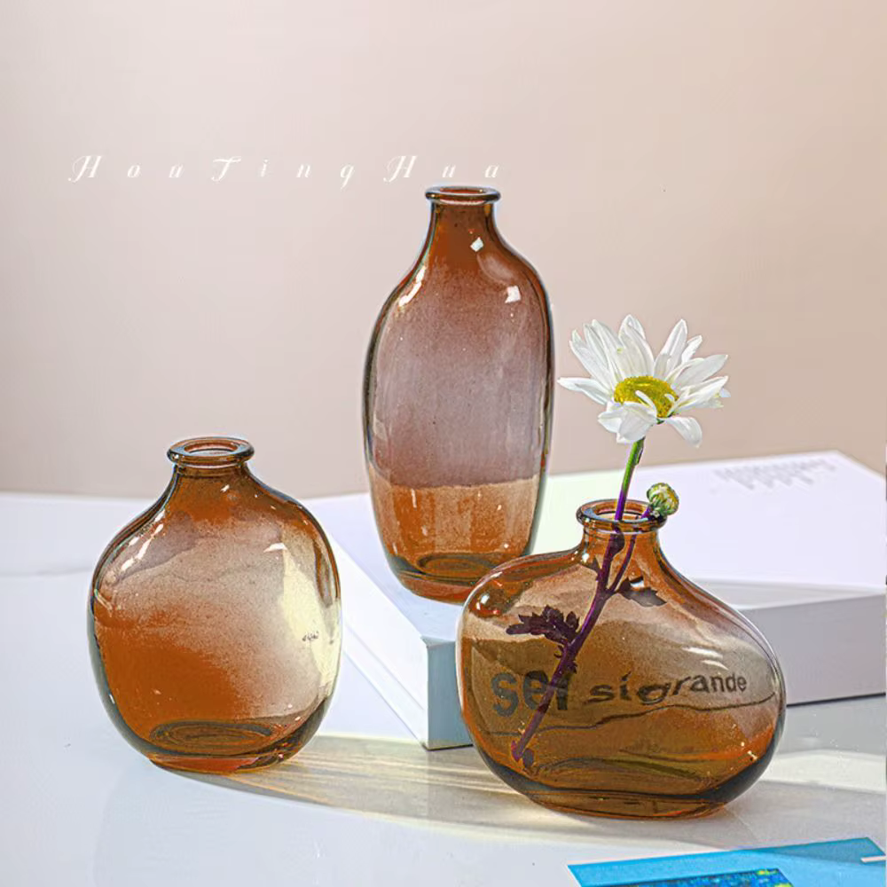 Vase à fleurs rétro tendance en verre