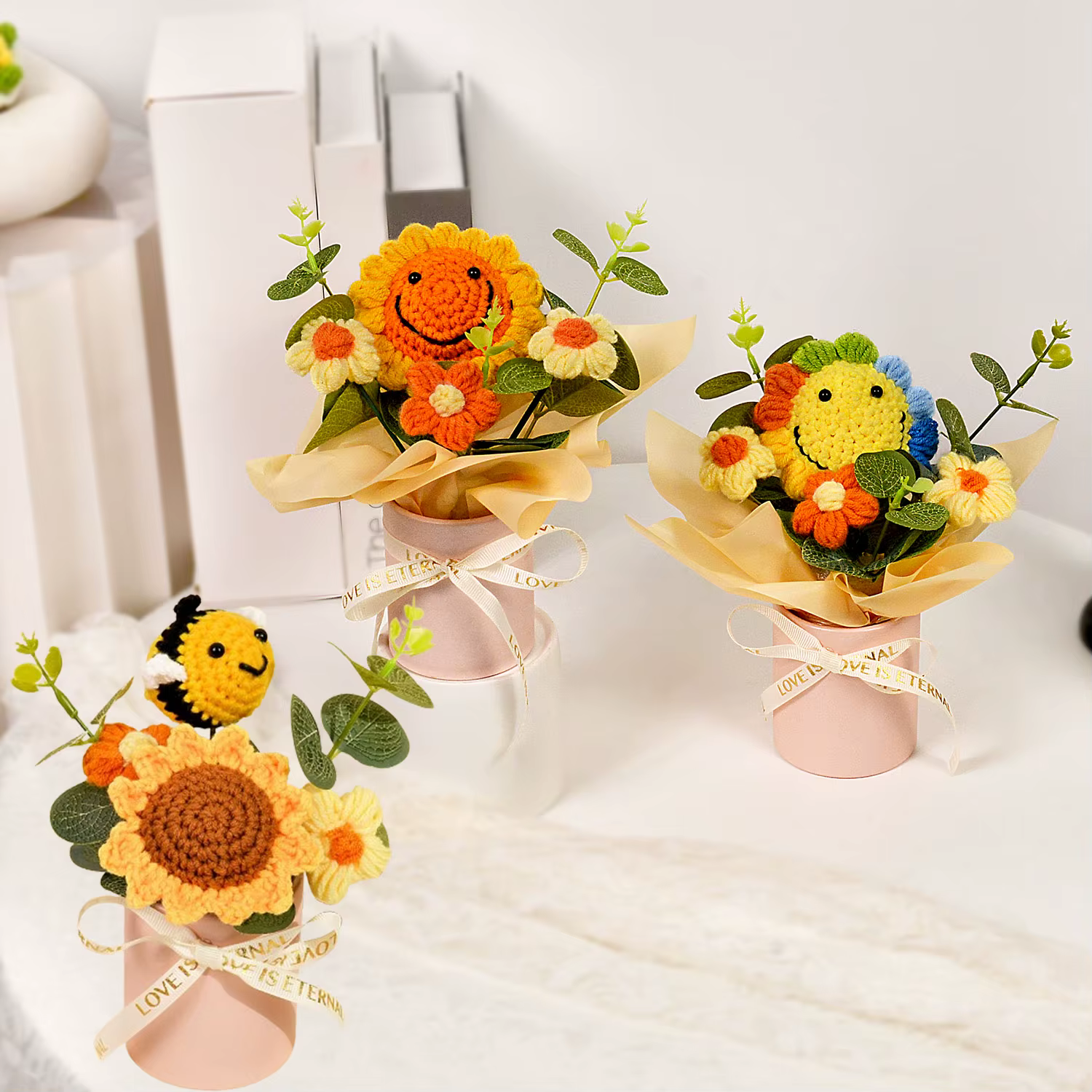 Bouquet de tournesol au Crochet fait à la main