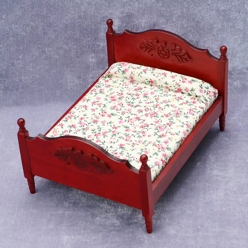 Maison de poupée Miniature européenne 1:12, modèle de lit Double, accessoire de meubles pour maison de poupée, décor de chambre à coucher, jouets de jeu pour enfants, cadeau