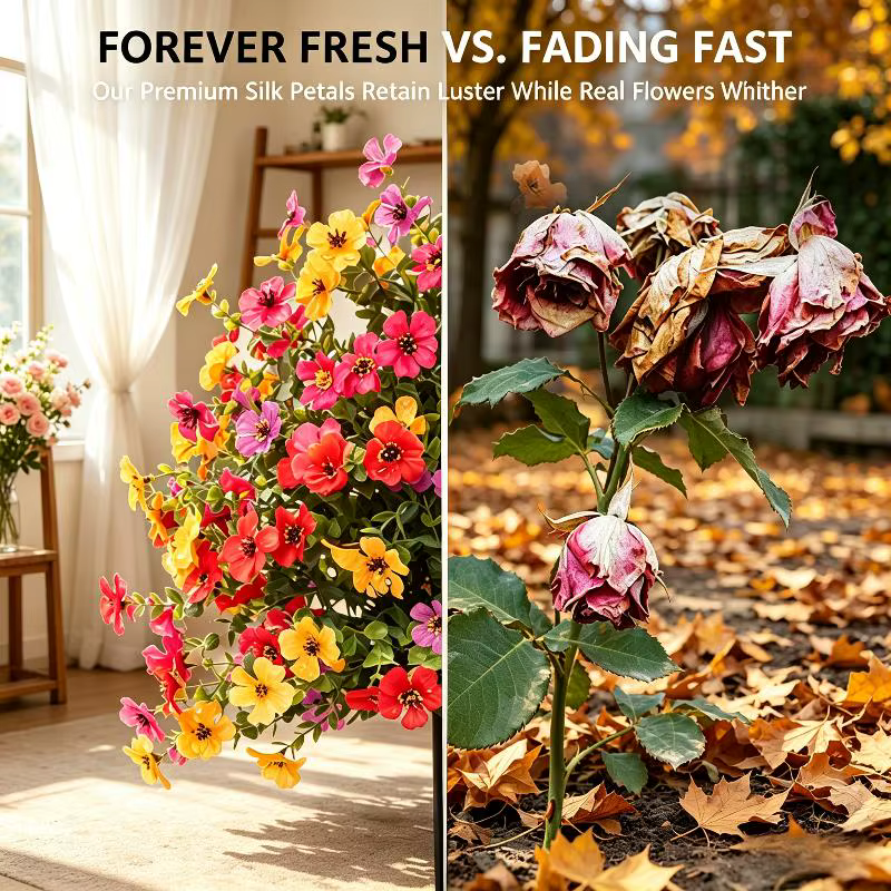 Fleurs artificielles de 18 pouces avec piquets de fixation au sol
