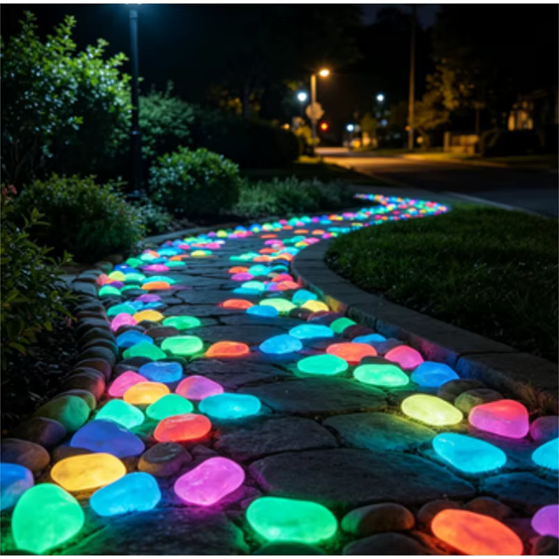 Pierres de jardin lumineuses colorées 2026