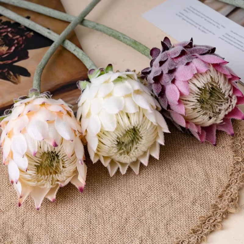 Fleur artificielle King Protea à cheveux longs de 61CM