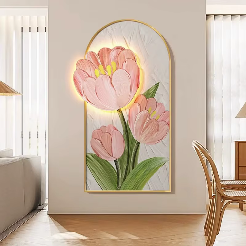 Lampe murale LED moderne à motif floral pour couloir intérieur, hall d'entrée, salon, décoration intérieure, lustre, peinture suspendue, éclairage mural