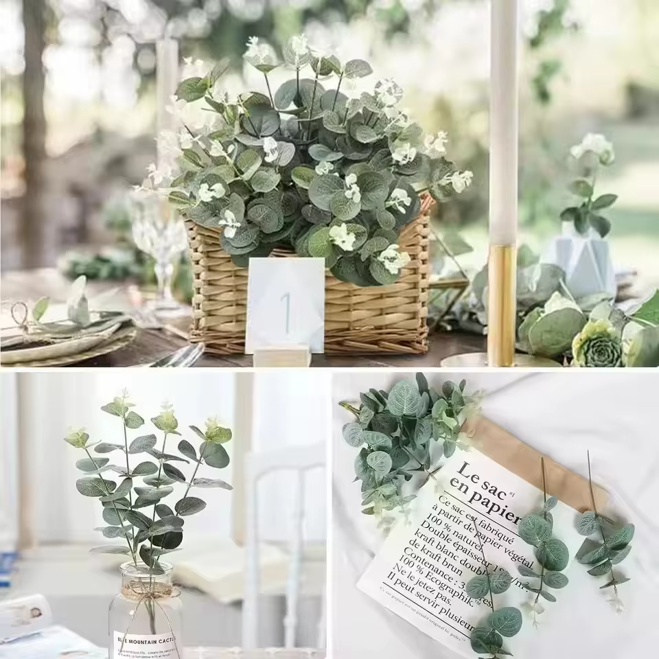 10 tiges de feuilles d'eucalyptus vertes