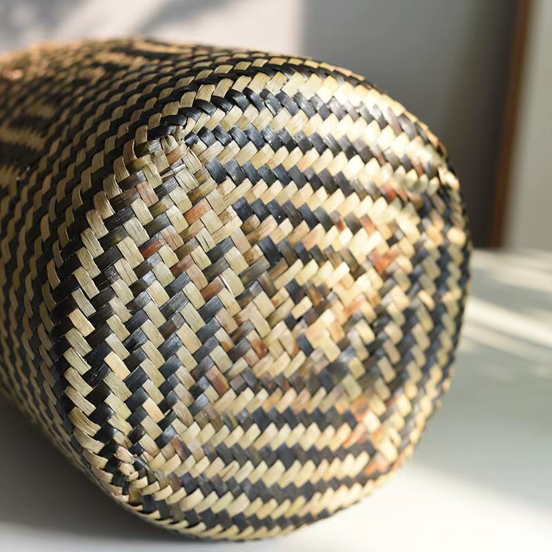 Mir à fleurs en paille tissé à la main, panier de rangement domestique, vase créatif, vase à fleurs séchées, conteneur de plantes vertes pour la décoration intérieure