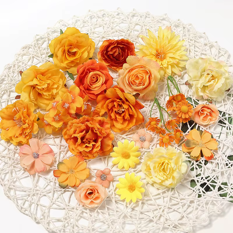 Têtes de fleurs artificielles roses de la série orange