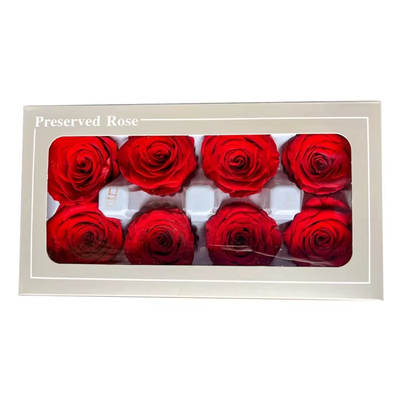 8 pièces de roses éternelles naturelles, 4-5 cm, parfum naturel, longue durée, cadeau de la Saint-Valentin pour petite amie, décoration de la maison