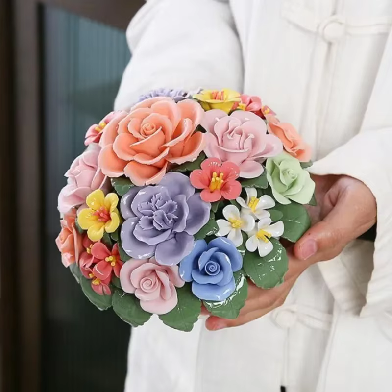 Mini panier de fleurs en céramique fait à la main