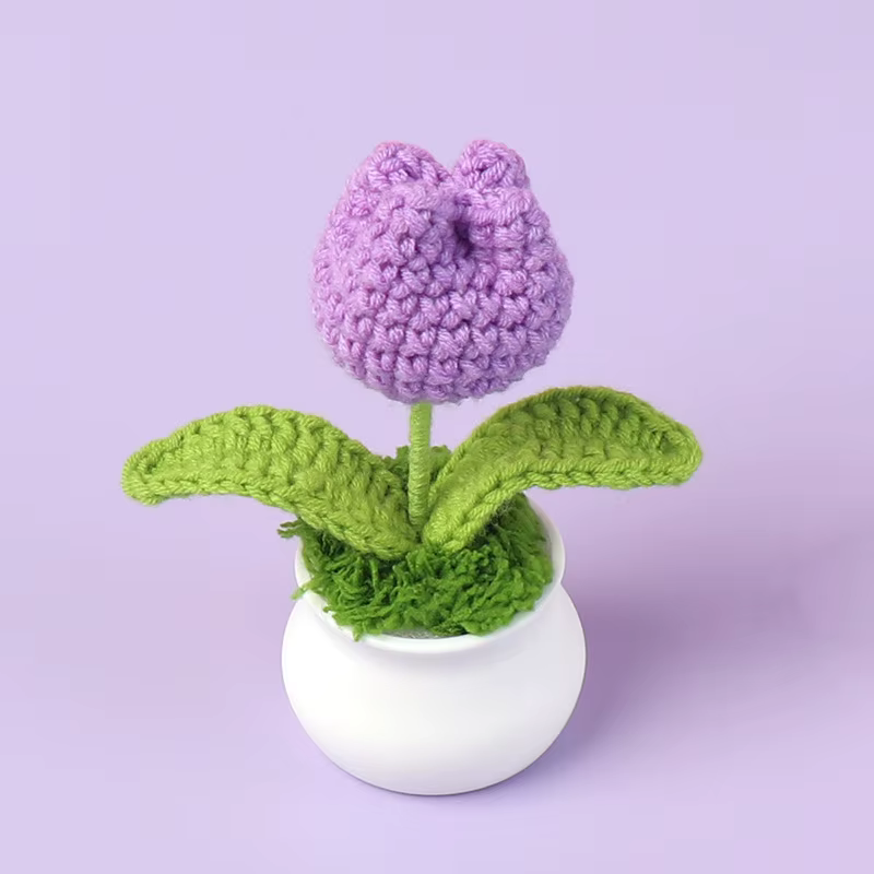 Tulipes Crochet fleur en pot Cerative fleurs tricotées à la main