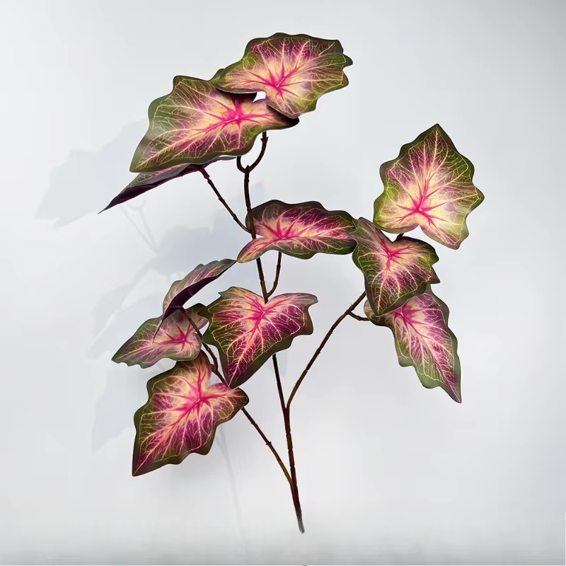 10 pièces de feuilles artificielles en plastique à 3 branches en forme de fer à cheval