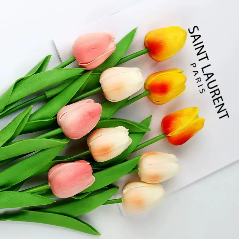 Bouquet de fleurs artificielles tulipes au toucher réel