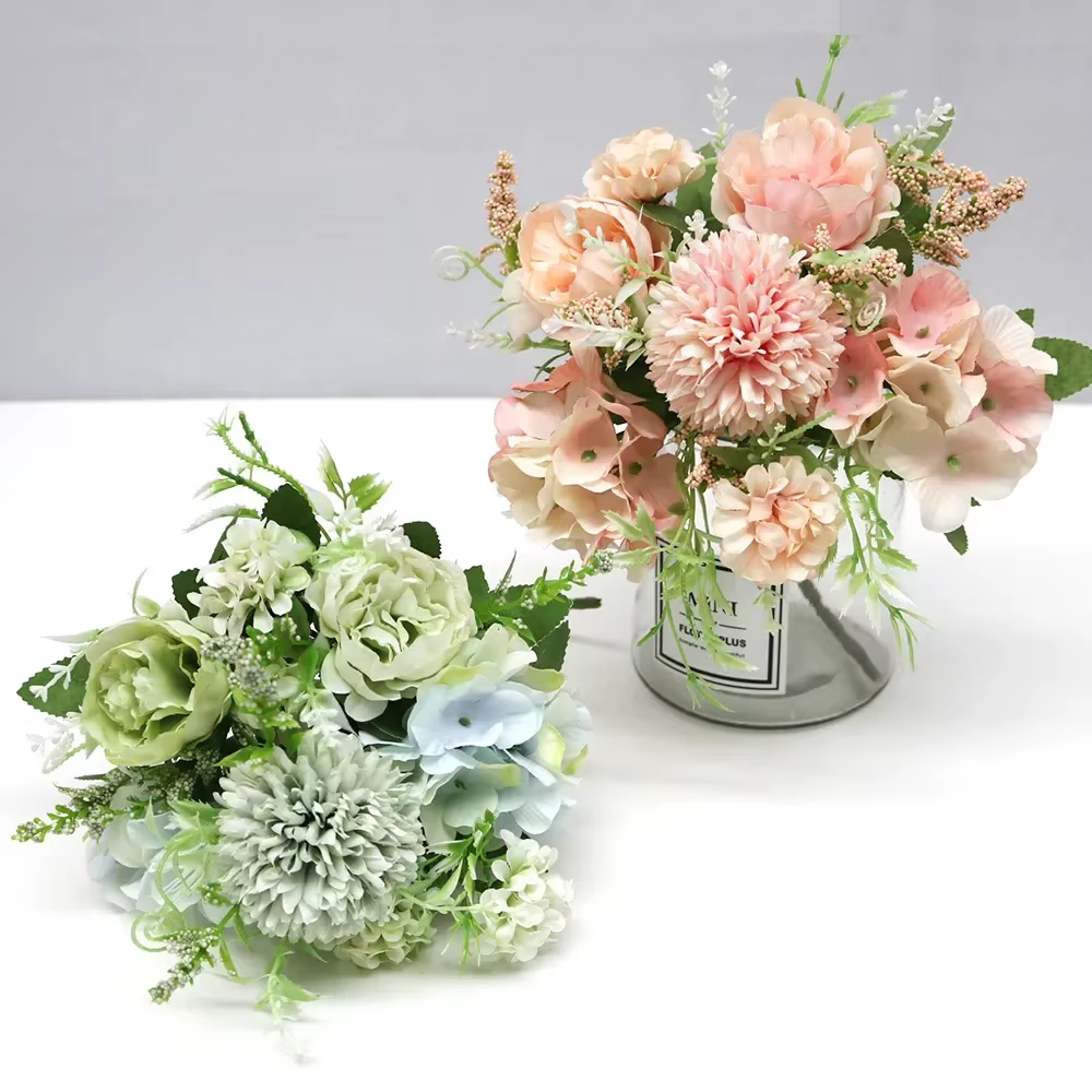 Bouquet de fleurs d'hortensia artificielles à 7 têtes