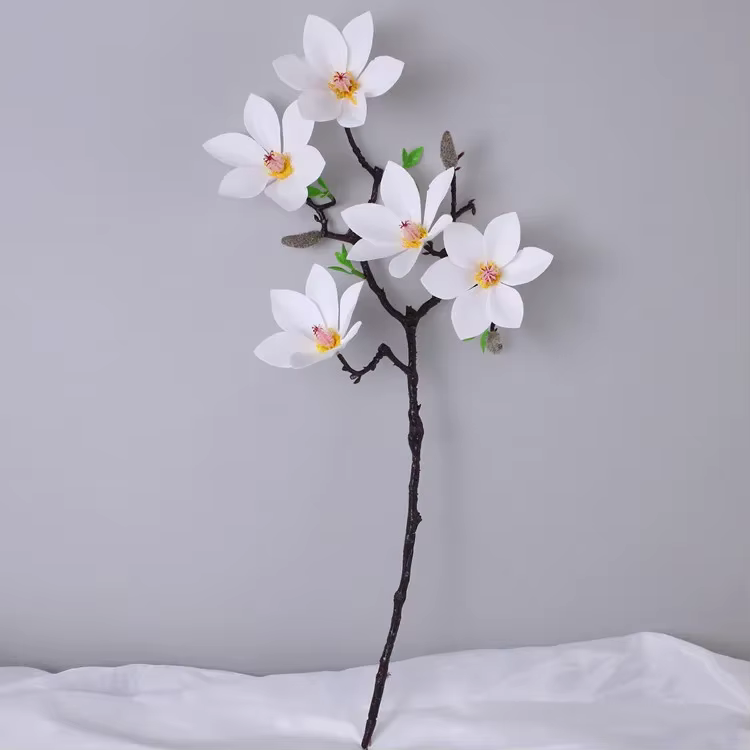Fleurs Artificielles Magnolia en PU pour Décoration de Maison
