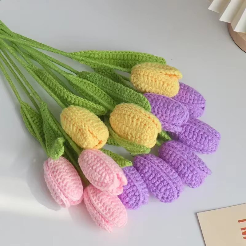 Bouquet de tulipes tricoté au Crochet