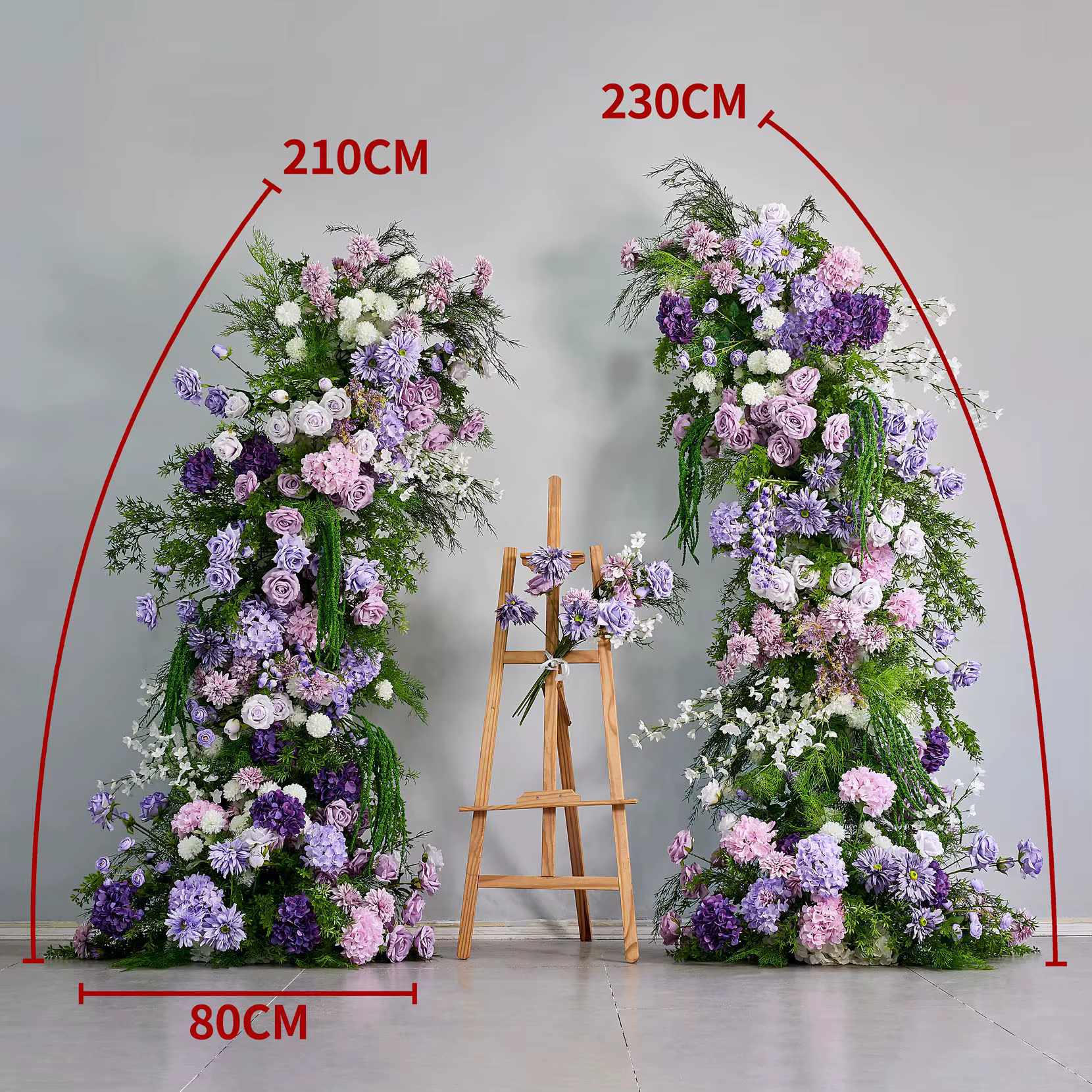 Uflower violet Rose hortensia plantes vertes toile de fond de mariage corne arc décor Arrangement événement accessoire fleur support fenêtre affichage 