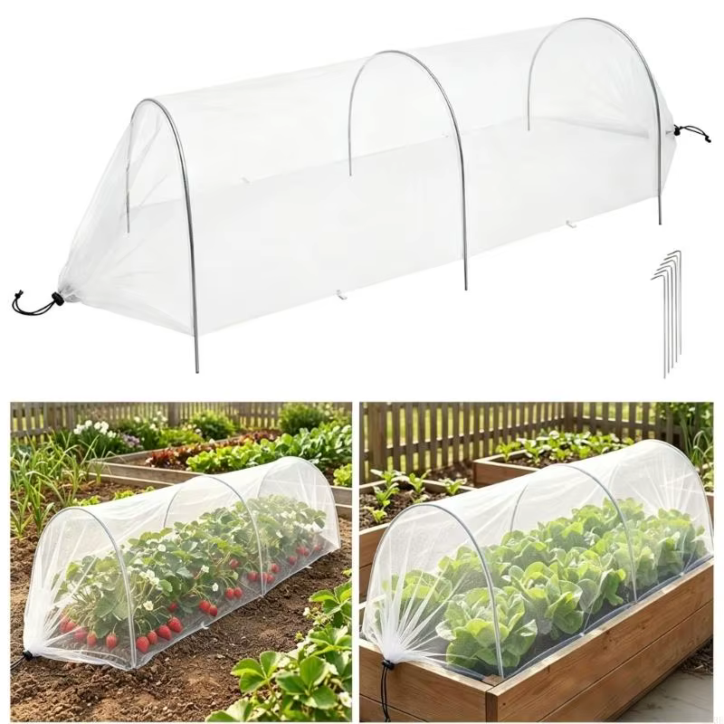 Couverture végétale en Polyester respirant avec cadre extensible pour potagers fleurs B03E