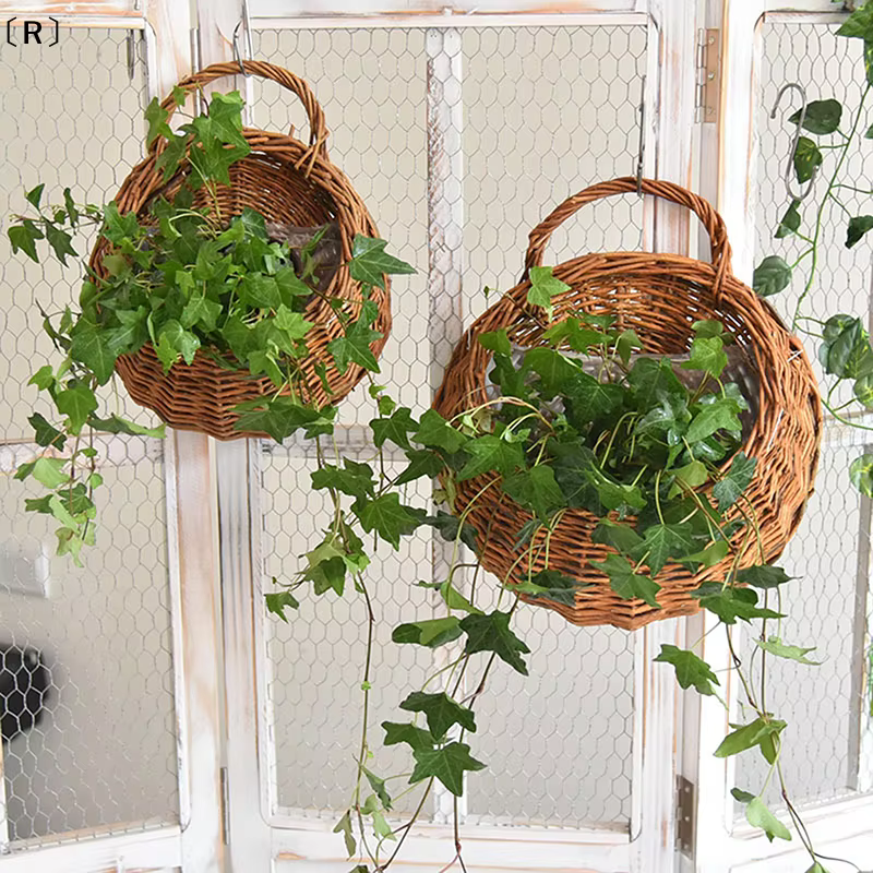Panier à fleurs en rotin tressé à la main