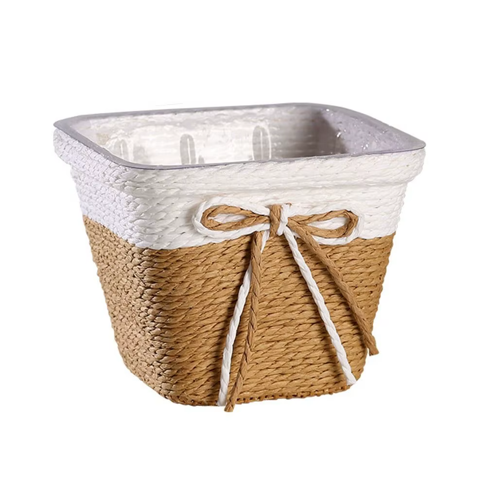 Pot de fleur tressé en corde de papier