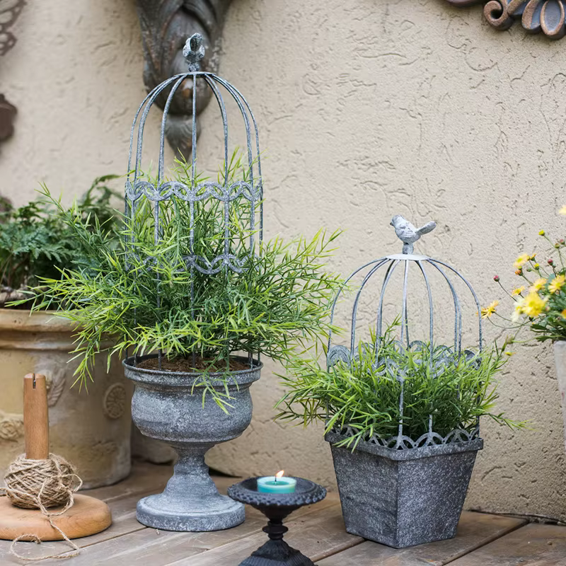 Cage à oiseaux Vintage, décoration florale, Pot de fleur, jardin, cour, jardin Rural, cage à oiseaux rustique, décoration de maison, décor de cour de maison Vintage