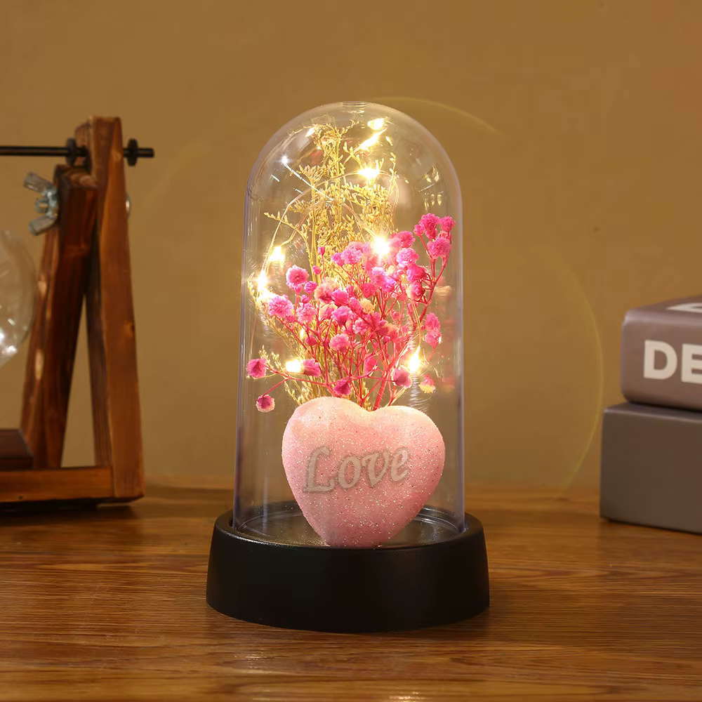 Décoration de chevet : Bouquet de fleurs lumineux en acrylique en forme de cœur pour chambre à coucher
