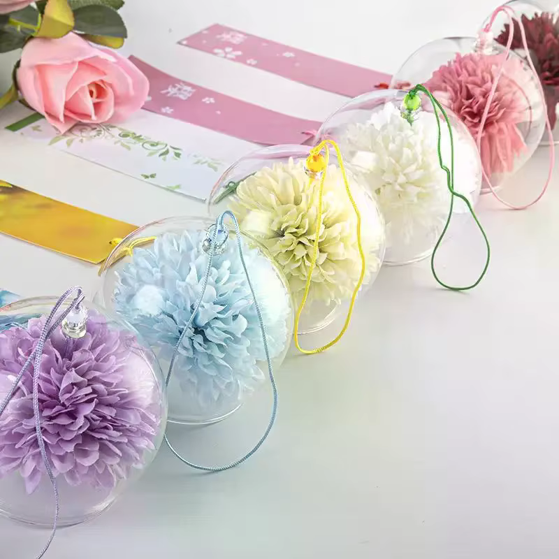 Carillon à vent en verre de style japonais avec fleurs artificielles