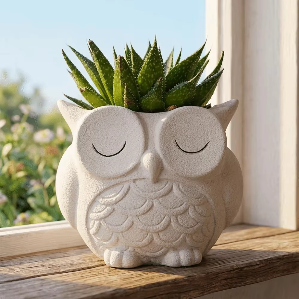 Pot à plantes unique en céramique en forme de hibou