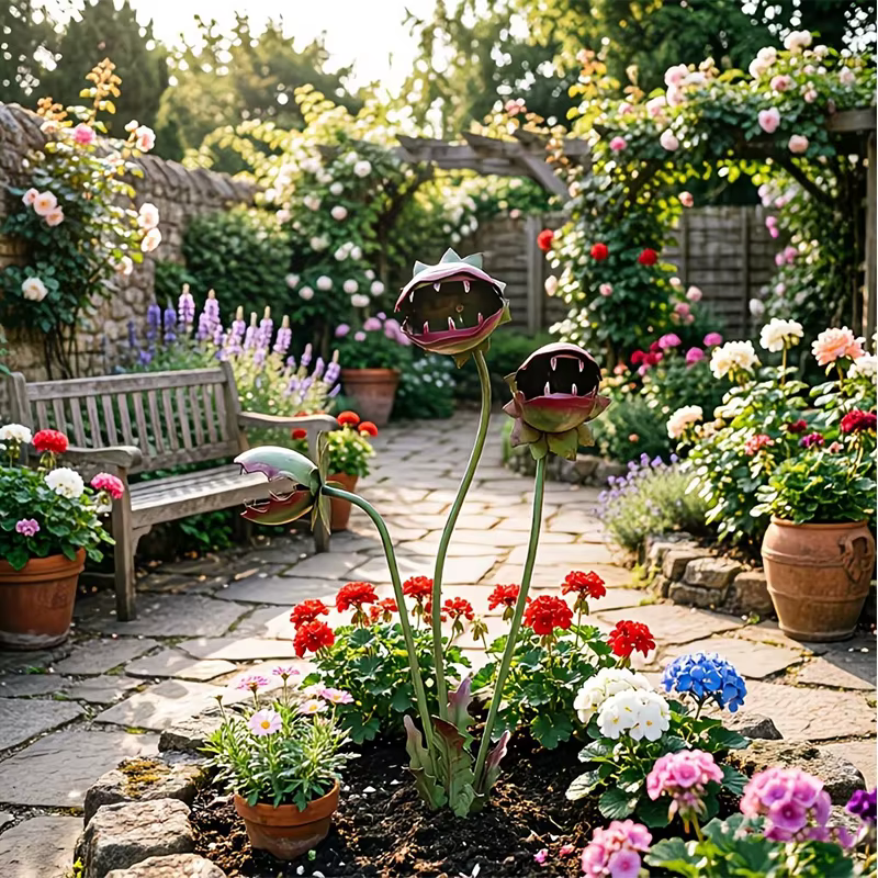 Piquet de jardin en métal pour plantes carnivores