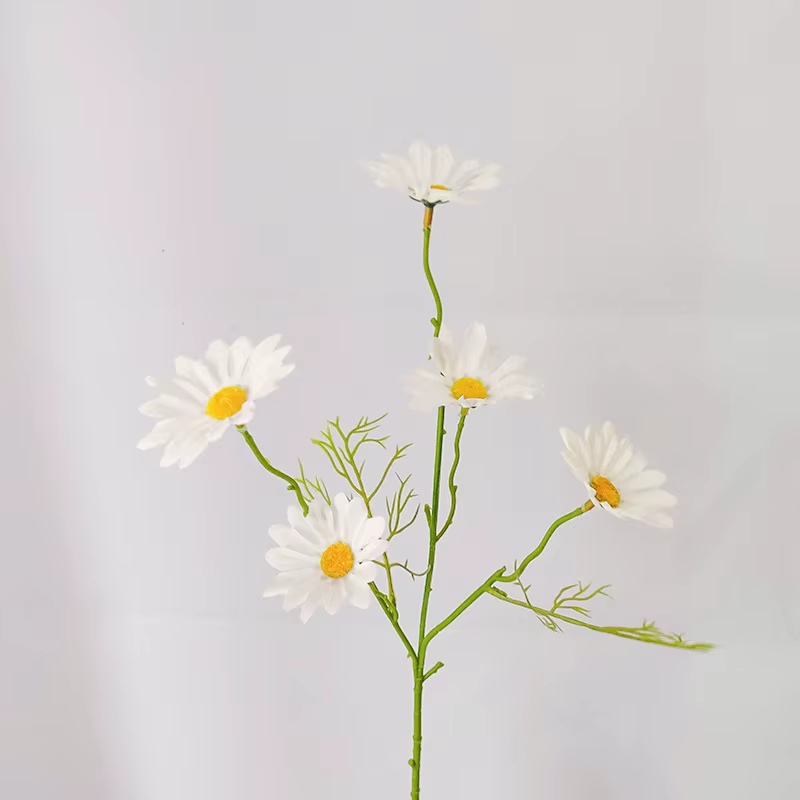 Marguerites blanches fleurs artificielles longue branche Bouquet fête de famille décoration de mariage bricolage mariée soie fleur artificielle