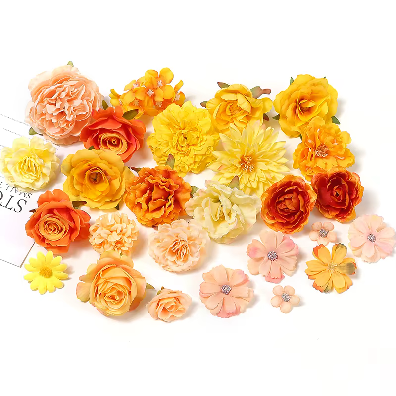 Têtes de fleurs artificielles roses de la série orange