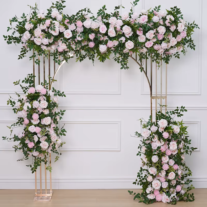 A7876 Rose vert plante vigne feuille d'érable fleur Arrangement décor pour mariage toile de fond arc cadre accrocher rangée florale scène accessoires