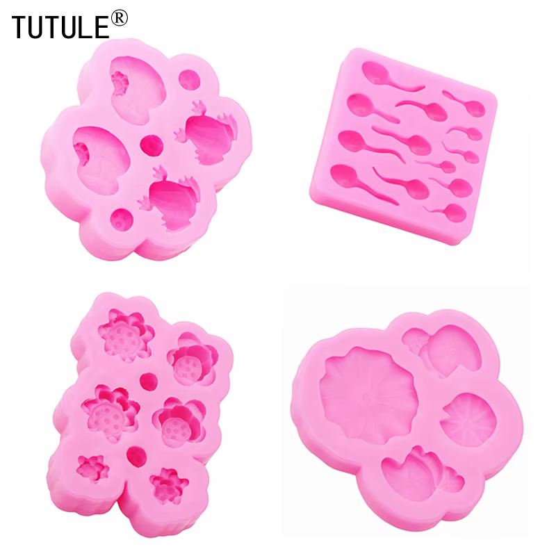Grenouille feuilles de lotus micro paysage plantes en pot aquarium petit moule en Silicone bricolage résine accessoires