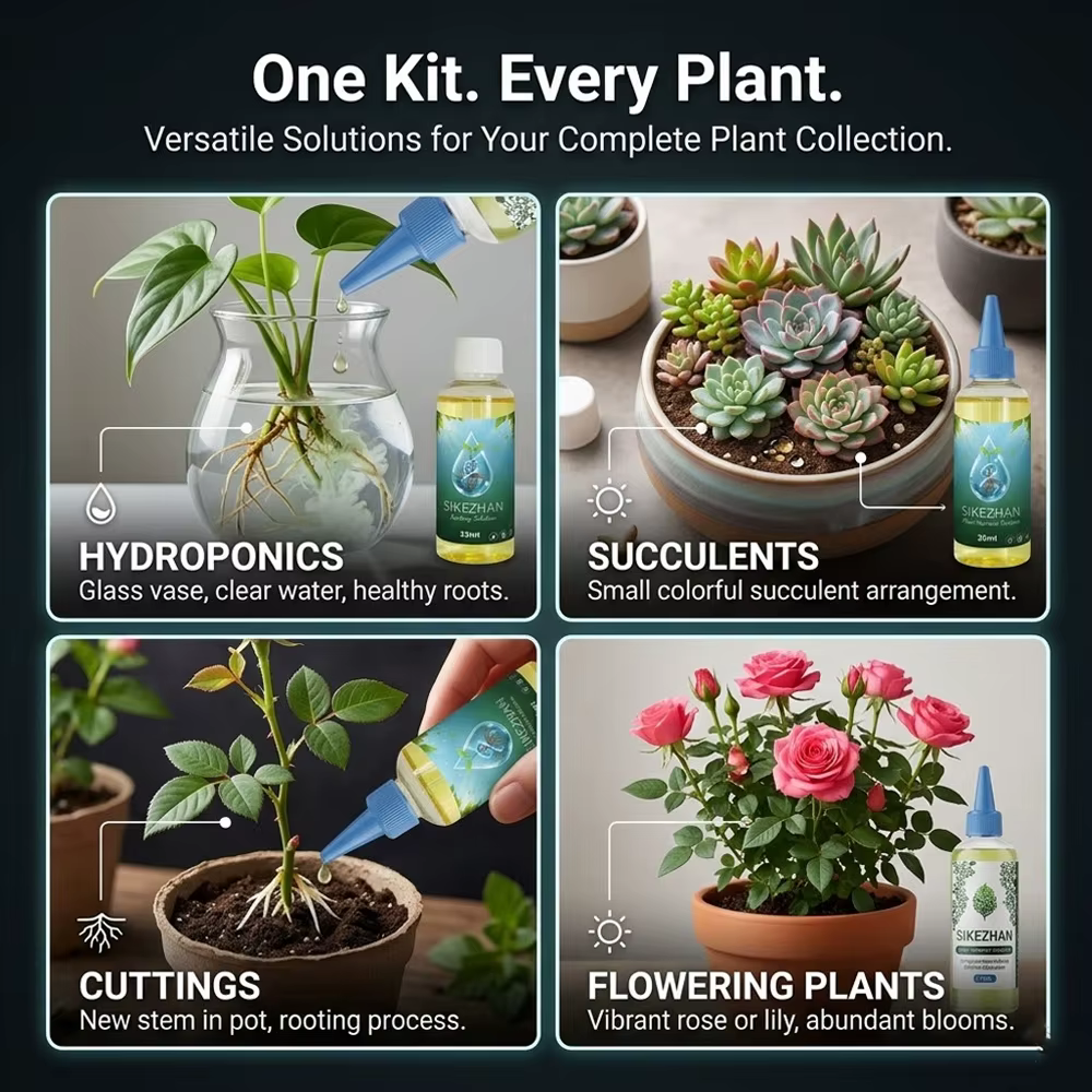 Ensemble de 2 produits stimulants la croissance des plantes : solution nutritive 110 ml et liquide d'enracinement