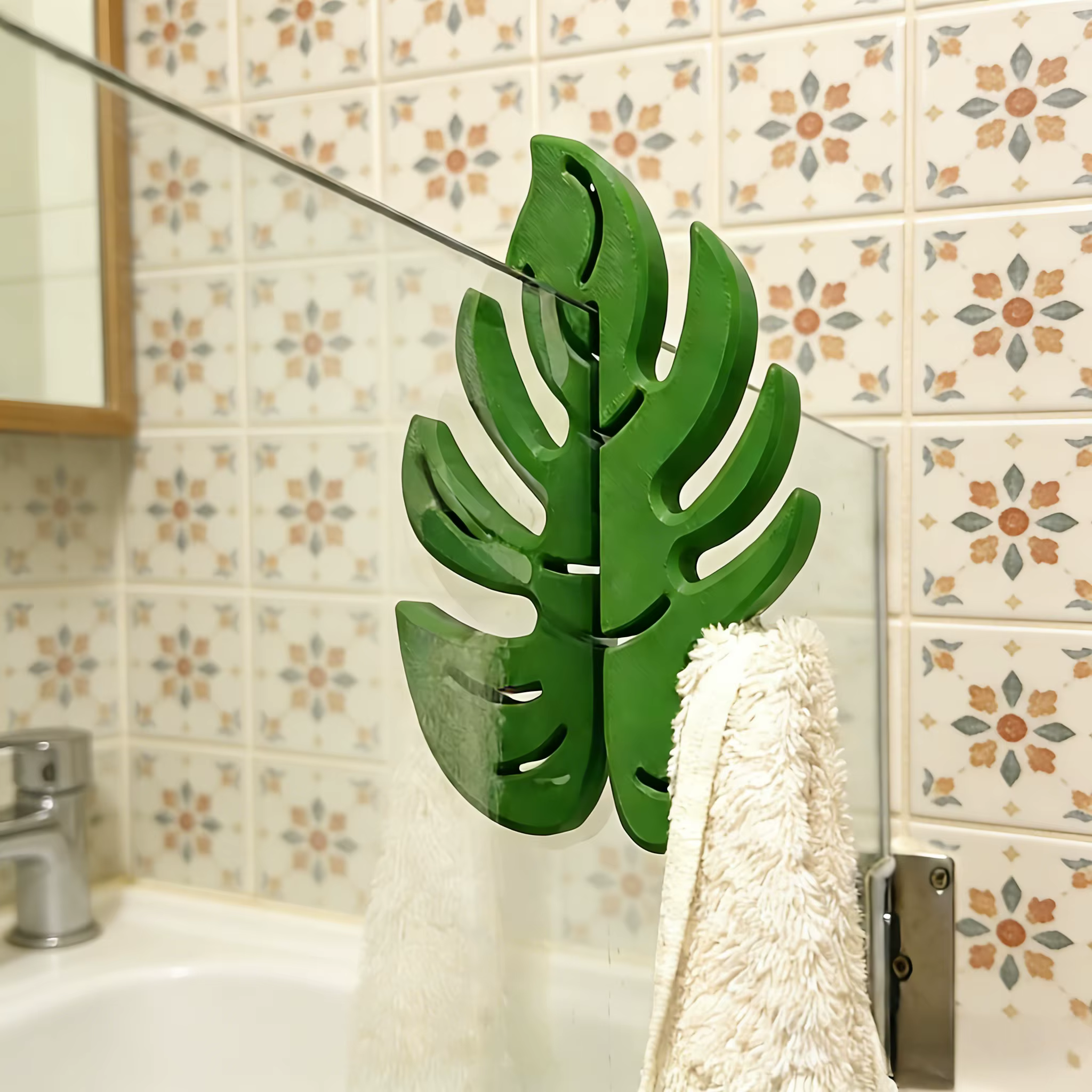 Crochets de salle de bain Monstera vert