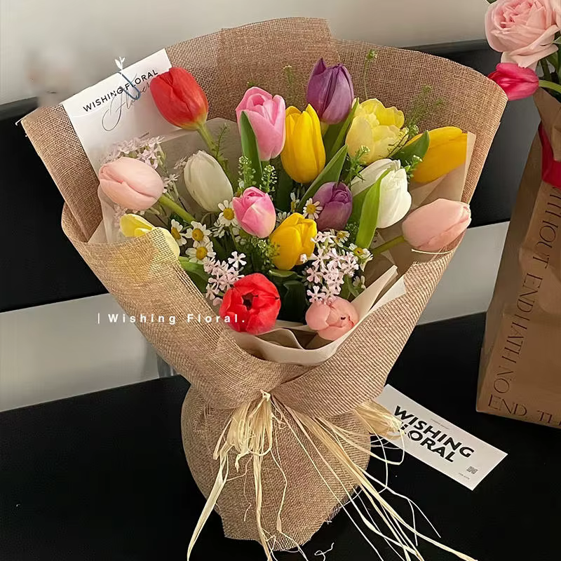 Enveloppes de bouquet de fleurs en lin