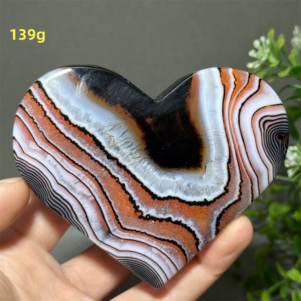 Agate florale naturelle à motif magnifique, cristal minéral en forme de cœur, ornements énergétiques pour la maison et le jardin, méditation, guérison, cadeau porte-bonheur