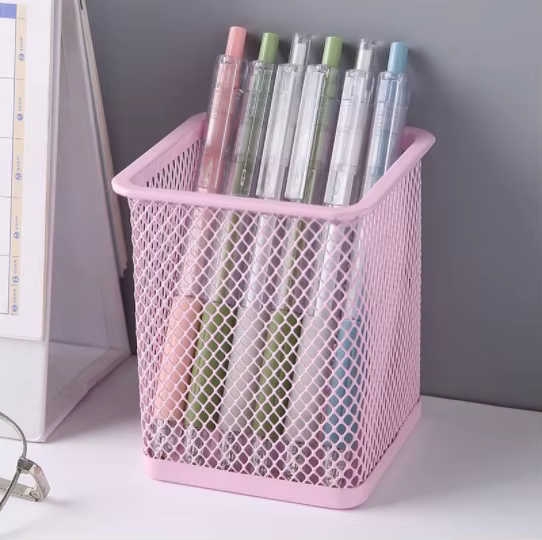 1 pièces nouveau porte-crayons bureau métal maille carré stylo Pot tasse étui conteneur organisateur Durable porte-crayon