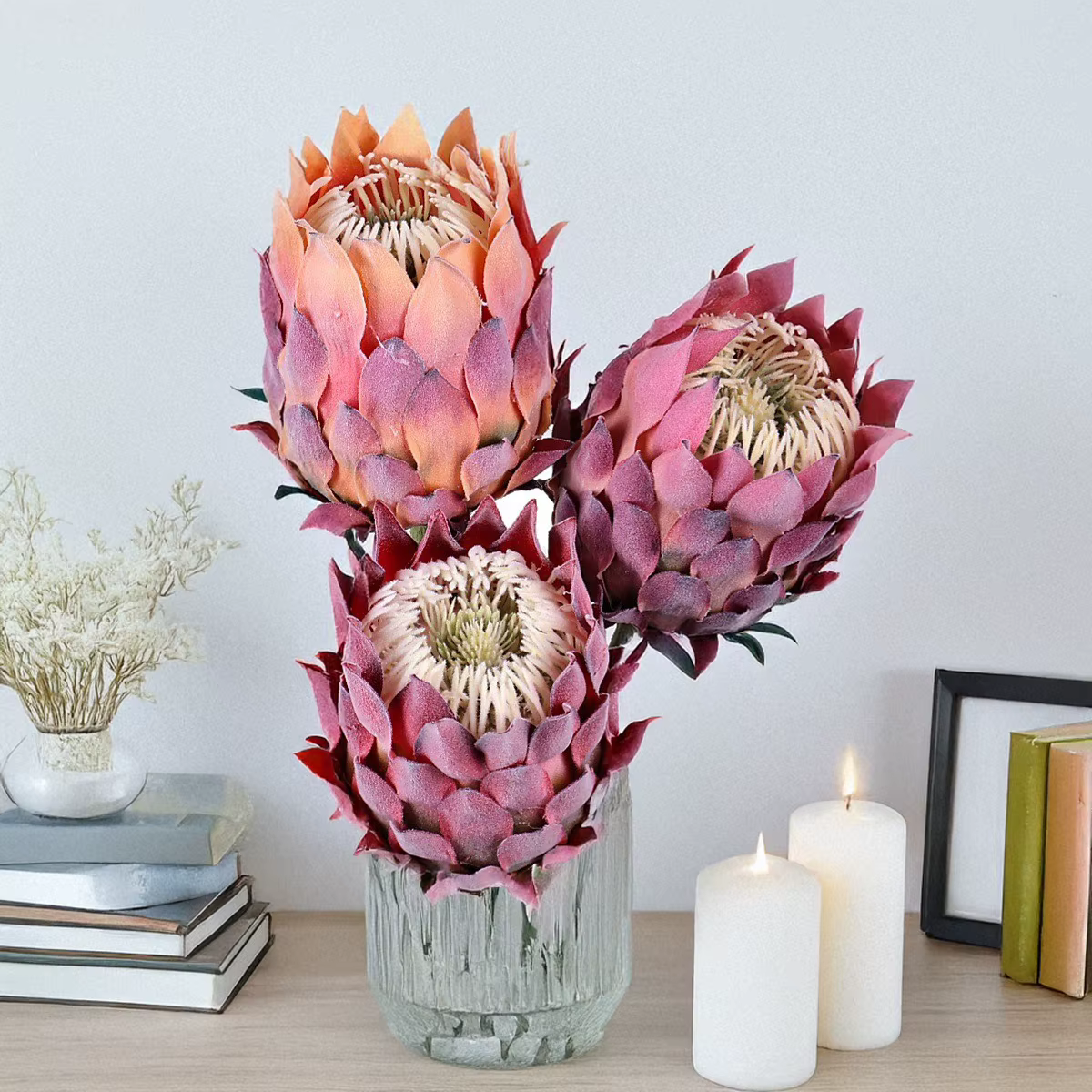27, 5 pouces artificielle roi Protea fleur chardon nordique fausse