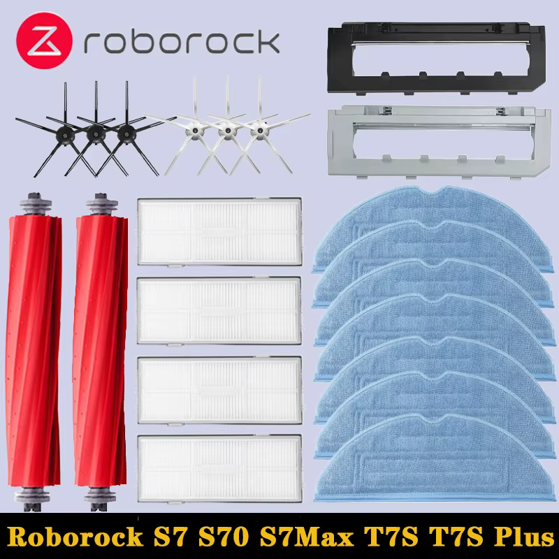 Accessoires pour aspirateur robot Roborock S7 S70 S7Max T7S Plus : couvercle de brosse principale, filtre HEPA, tampon de nettoyage, pièces de rechange